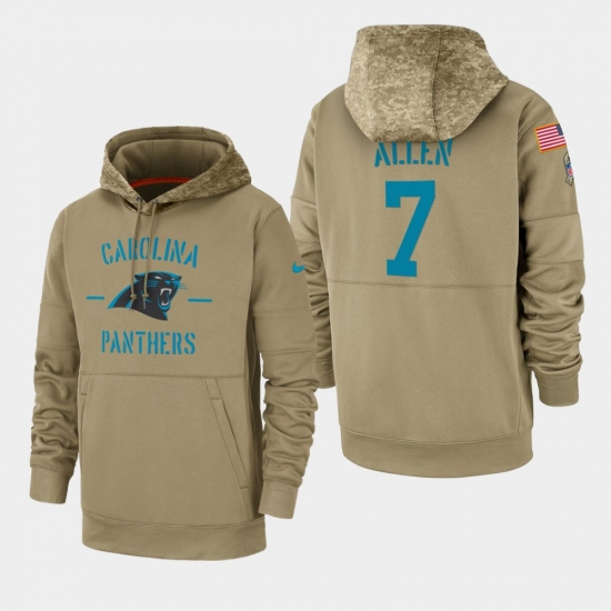 Men's Carolina Panthers #7 Kyle Allen 2019 Salute to Service Sideline Therma Pullover Hoodie - Tan - Jersey