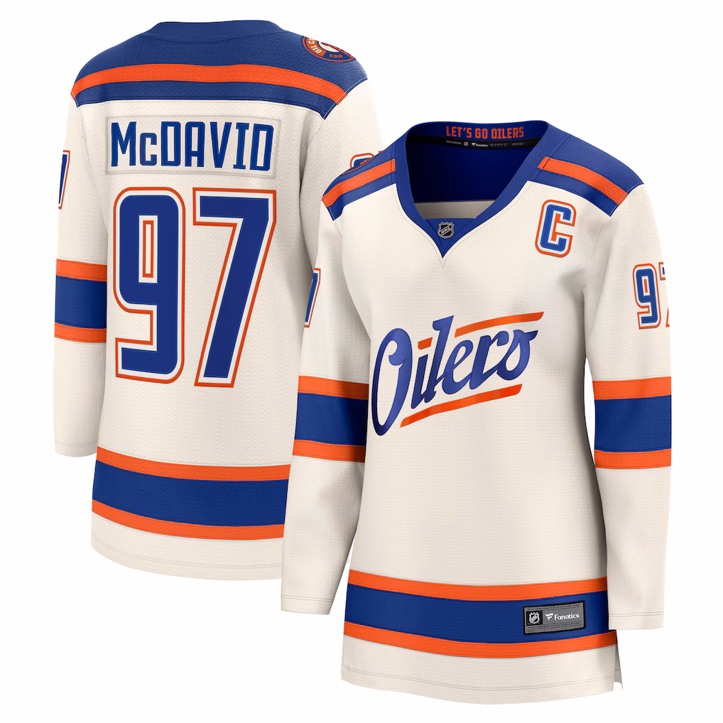 Women's Edmonton Oilers Connor McDavid Fanatics Light Beige Alternate Breakaway Jersey - Jersey