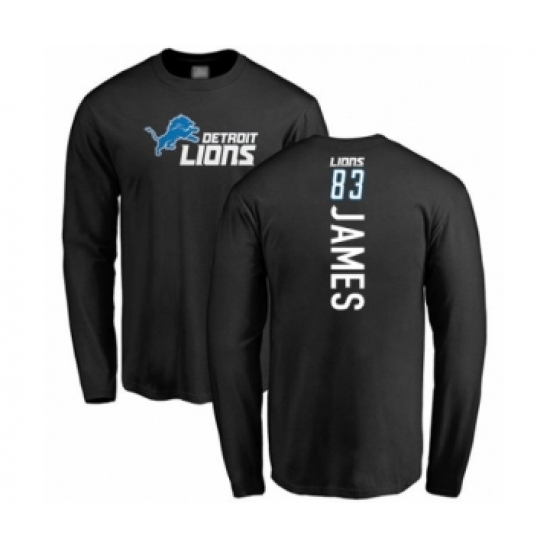 Football Detroit Lions #83 Jesse James Black Backer Long Sleeve T-Shirt - Jersey
