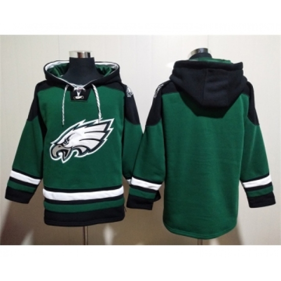 Men's Philadelphia Eagles Blank Green Lace-Up Pullover Hoodie - Jersey