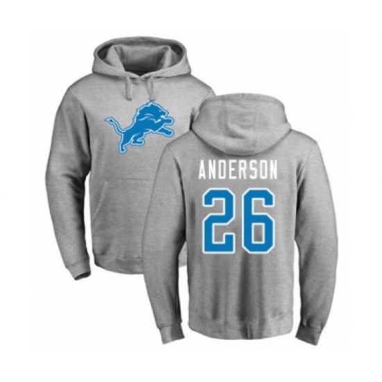 Football Detroit Lions #26 C.J. Anderson Ash Name & Number Logo Pullover Hoodie - Jersey