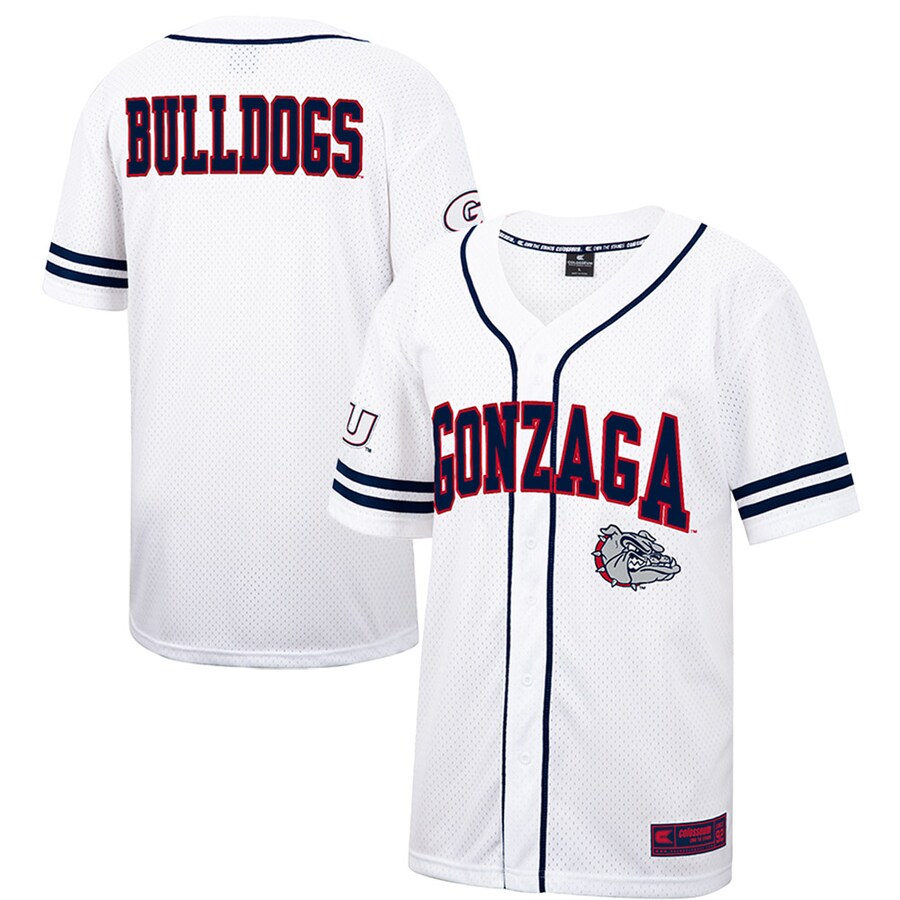 Men's Colosseum White Gonzaga Bulldogs Free Spirited Mesh Button-Up Baseball Jersey - Jersey