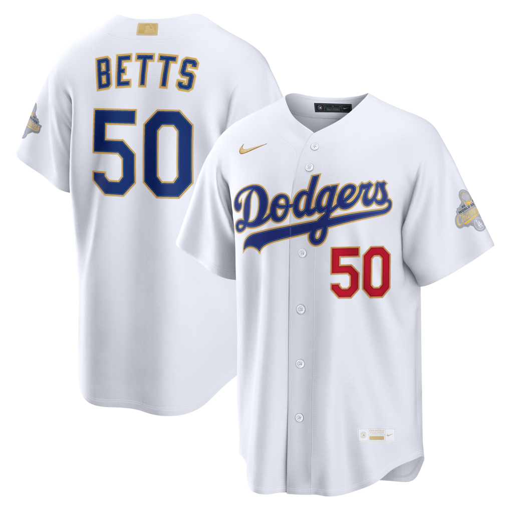 Men's Los Angeles Dodgers Mookie Betts Nike White 2026 Gold Collection Stadium Jersey - Jersey
