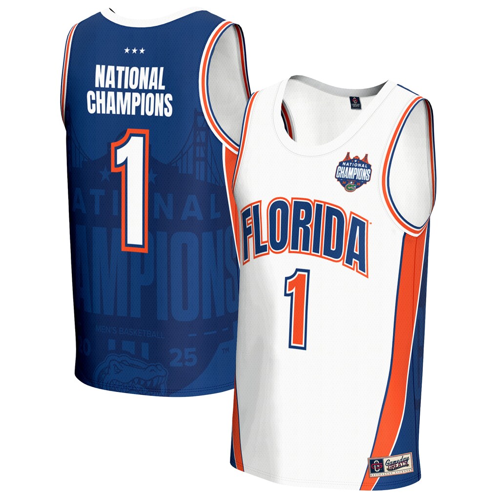 Youth GameDay Greats White Florida Gators 2025 NCAA Men's Basketball National Champions Commemorative Fashion Jersey - Jersey