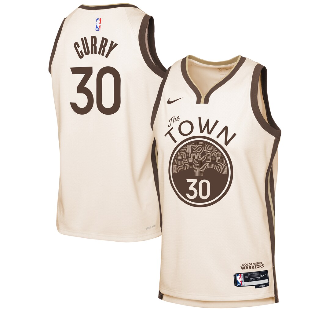 Youth Golden State Warriors Stephen Curry Nike Tan 2025/26 City Edition Swingman Jersey - Jersey
