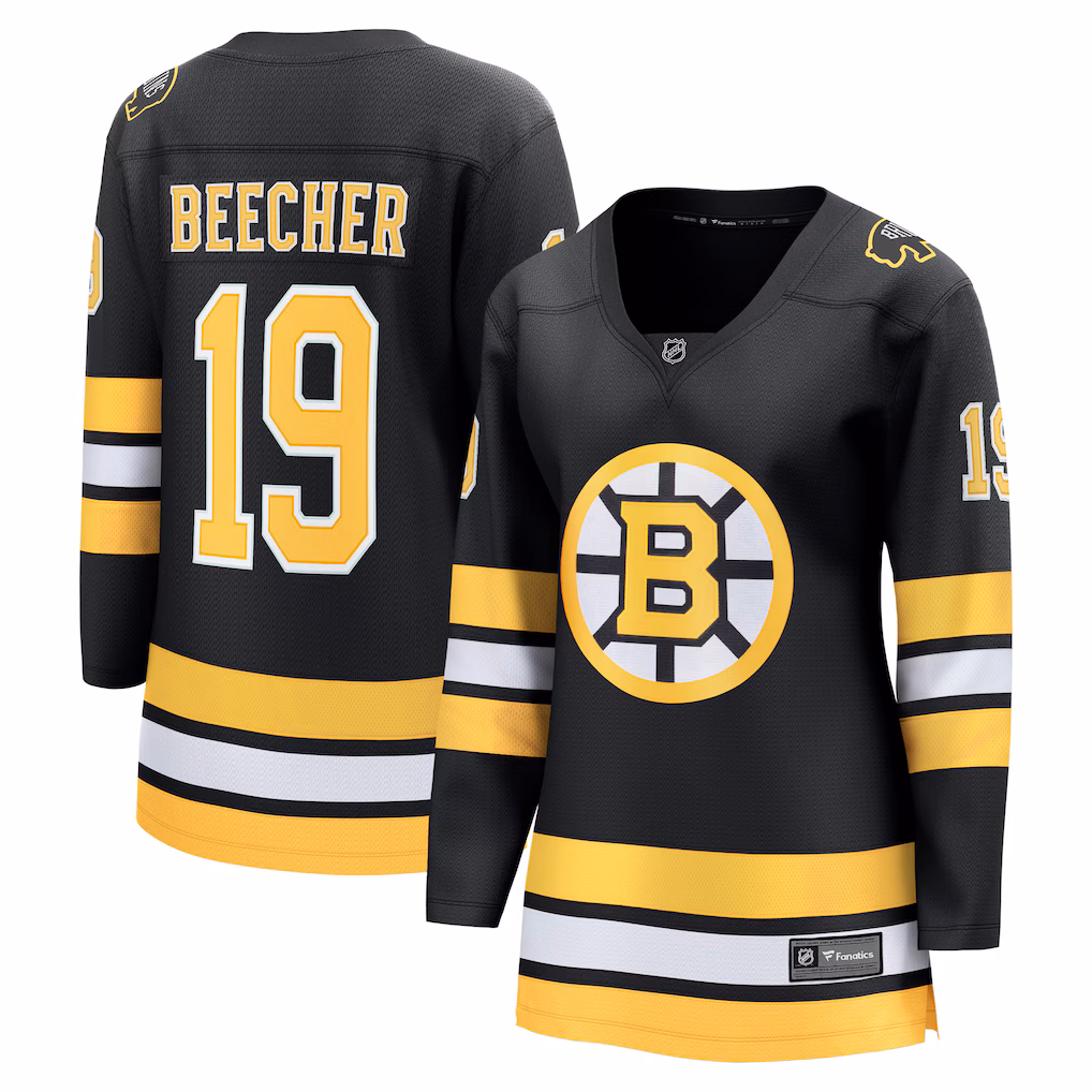 Women's Boston Bruins John Beecher Fanatics Black Home Breakaway Player Jersey - Jersey