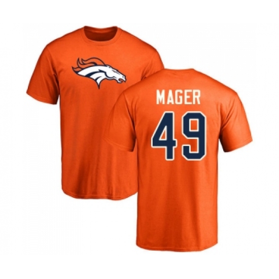 Football Denver Broncos #49 Craig Mager Orange Name & Number Logo T-Shirt - Jersey