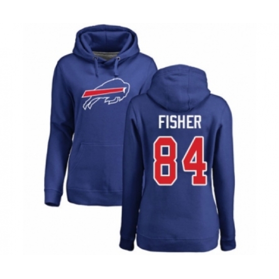 Football Women's Buffalo Bills #84 Jake Fisher Royal Blue Name & Number Logo Pullover Hoodie - Jersey