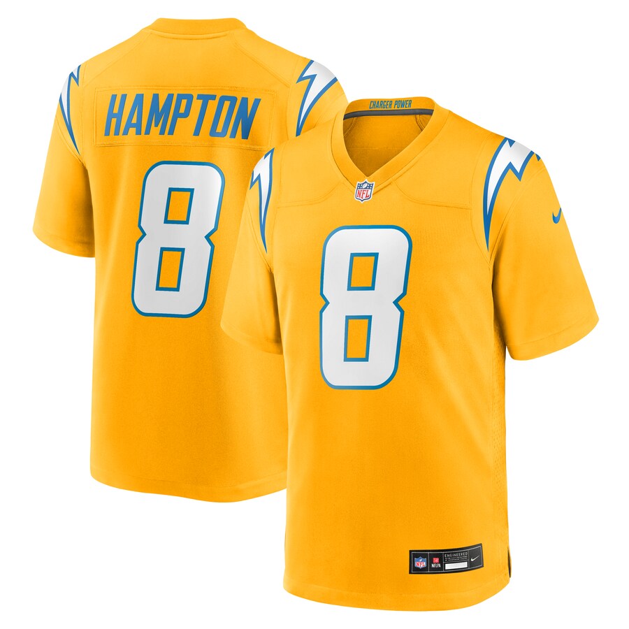 Men's Los Angeles Chargers Omarion Hampton Nike Gold Alternate Charger Power Game Player Jersey - Jersey