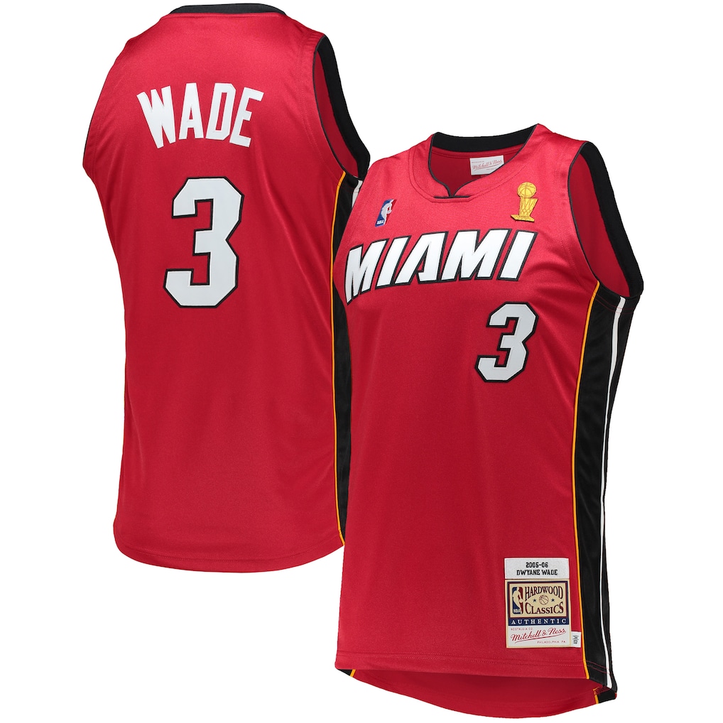 Men's Miami Heat Dwyane Wade Mitchell & Ness Red 2005-06 Hardwood Classics Authentic Jersey - Jersey