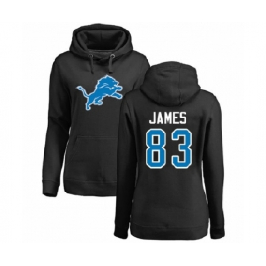 Football Women's Detroit Lions #83 Jesse James Black Name & Number Logo Pullover Hoodie - Jersey