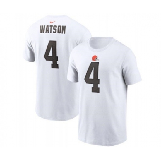 Men's Cleveland Browns #4 Deshaun Watson 2022 White Name & Number T-Shirt - Jersey