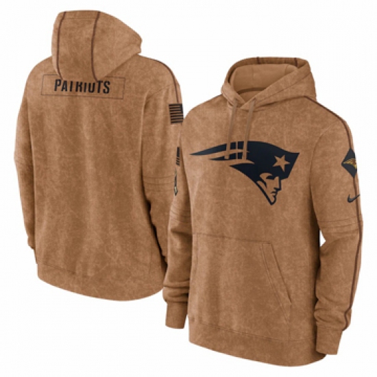 Men's New England Patriots Nike Brown 2023 Salute To Service Club Pullover Hoodie - Jersey