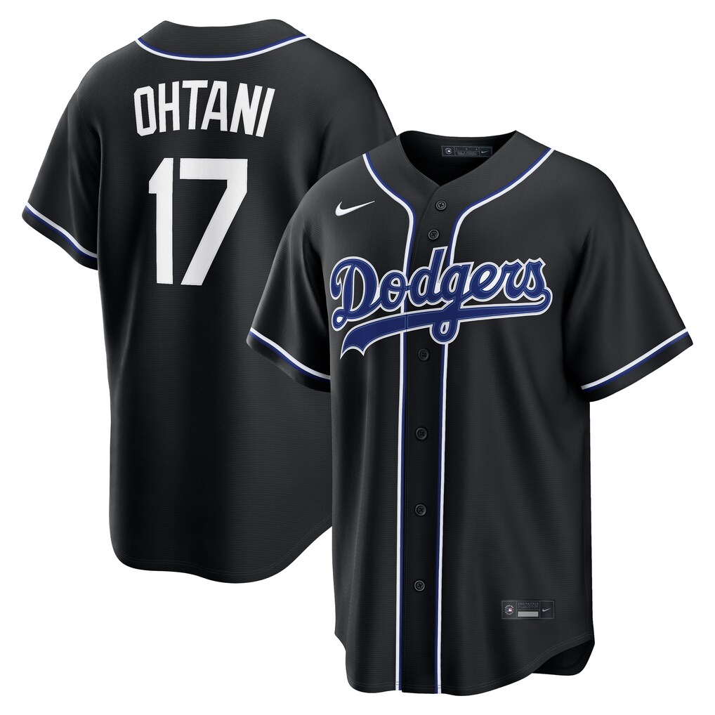 Men's Los Angeles Dodgers Shohei Ohtani Nike Fashion Replica Black Out Jersey - Jersey