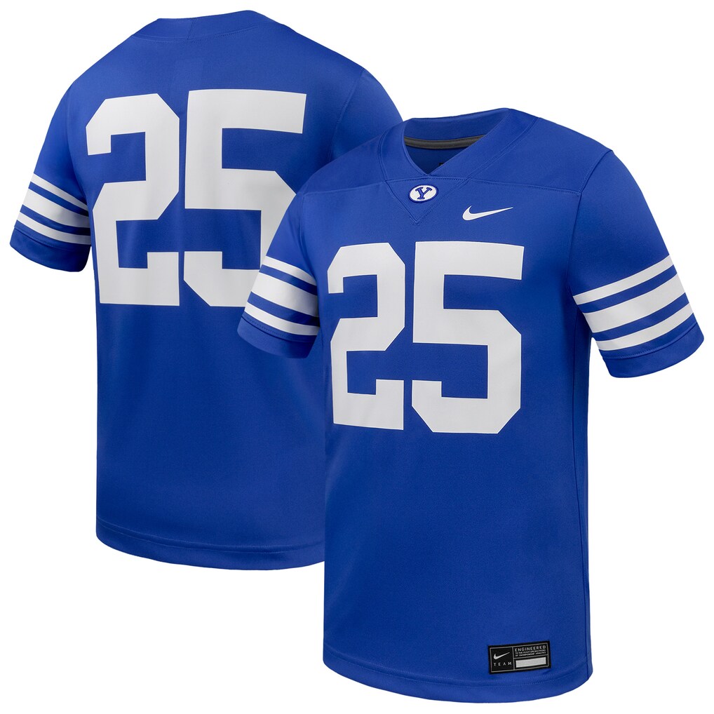 Men's Nike #25 Royal BYU Cougars Game Football Jersey - Jersey