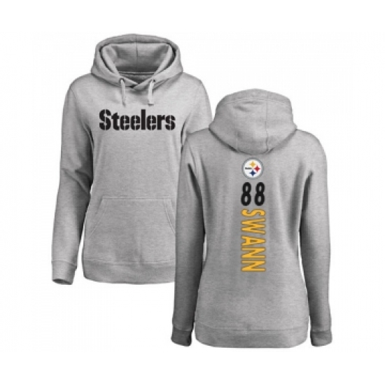 Football Women's Pittsburgh Steelers #88 Lynn Swann Ash Backer Pullover Hoodie - Jersey