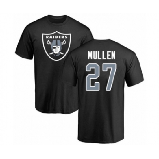 Football Oakland Raiders #27 Trayvon Mullen Black Name & Number Logo T-Shirt - Jersey