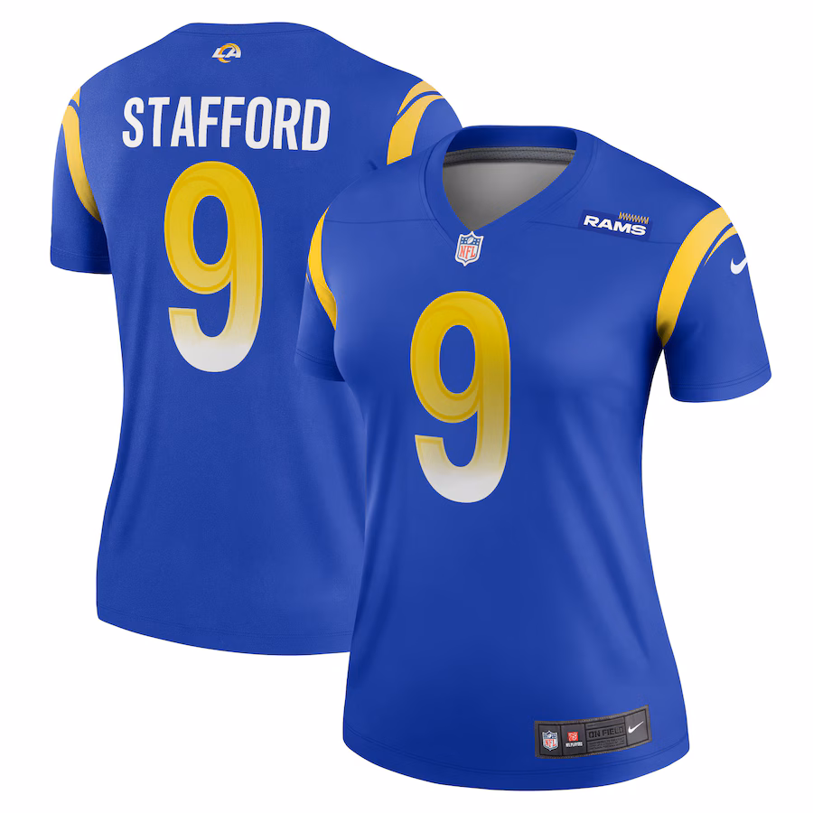 Women's Los Angeles Rams Matthew Stafford Nike Royal Legend Player Performance Top - Jersey