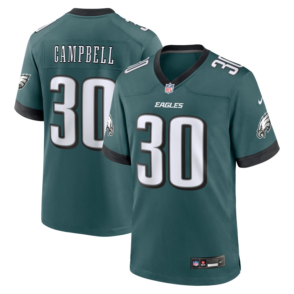 Men's Philadelphia Eagles Jihaad Campbell Nike Green Game Player Jersey - Jersey