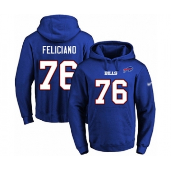 Football Men's Buffalo Bills #76 Jon Feliciano Royal Blue Name & Number Pullover Hoodie - Jersey