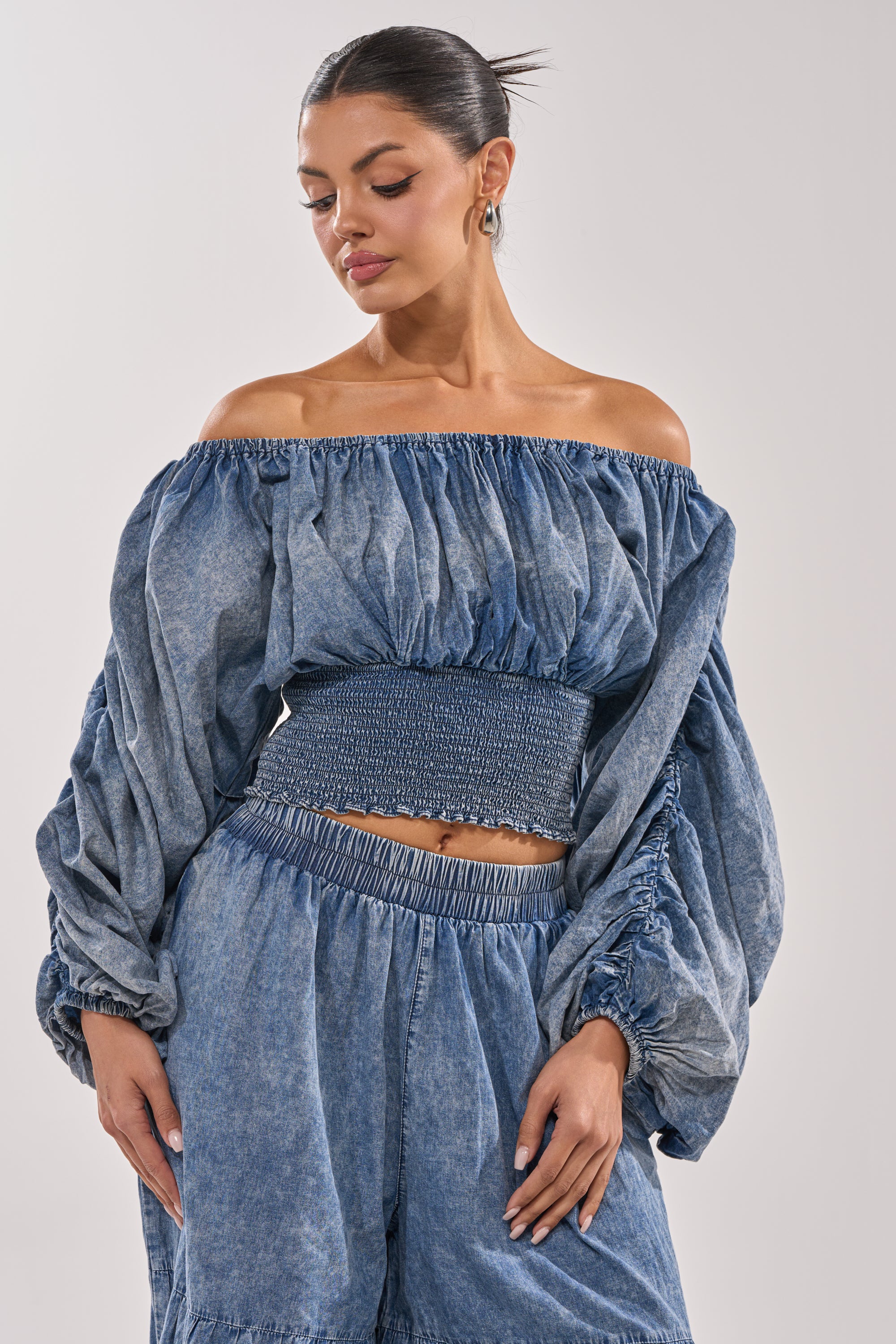 DENIM FOR DAYS OFF THE SHOULDER TOP - Akira Wear