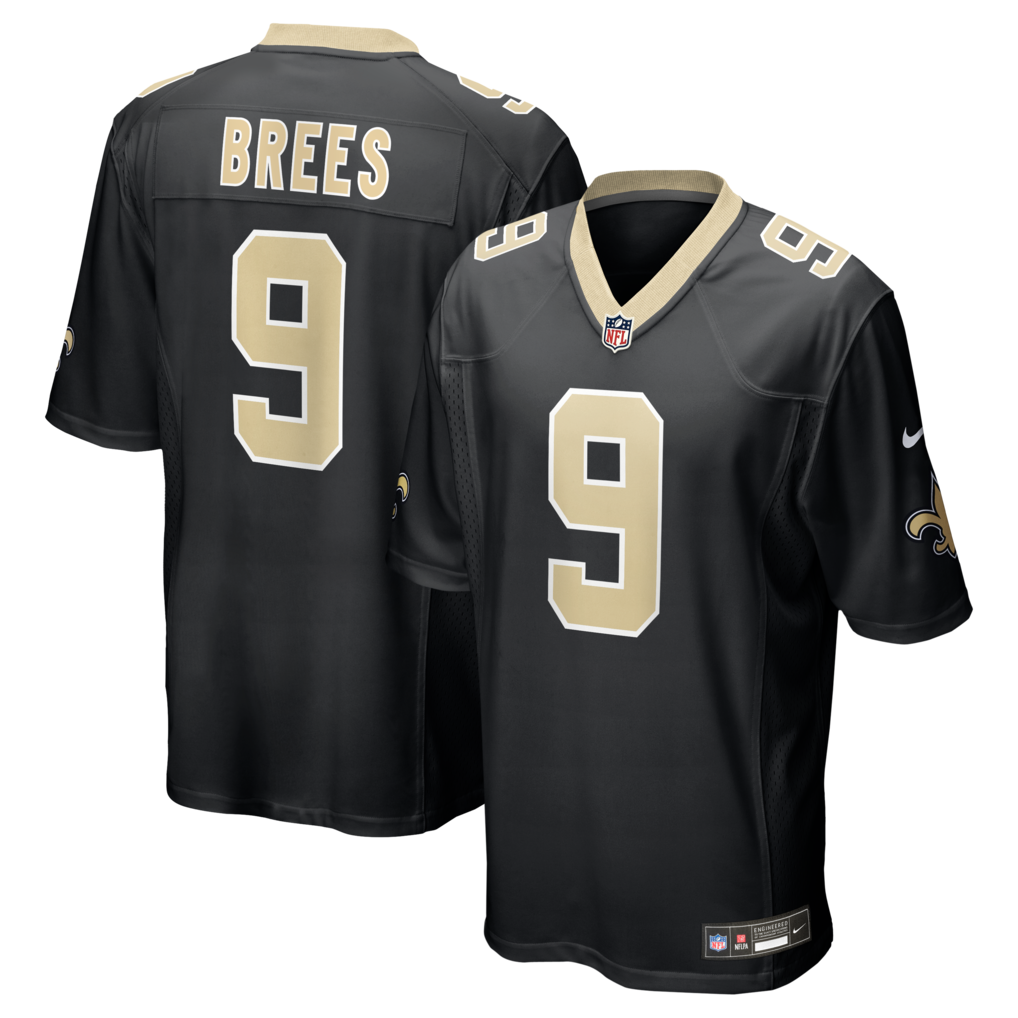 Men's New Orleans Saints Drew Brees Nike Black Team Game Jersey - Jersey