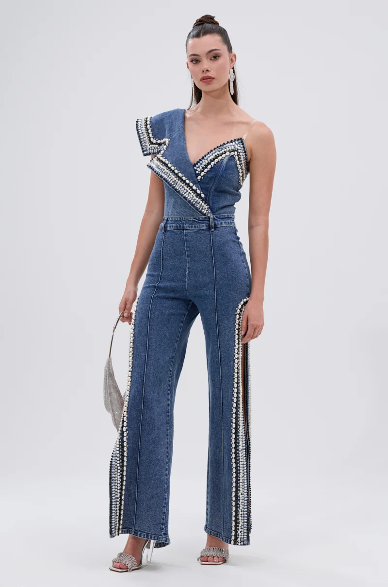 LUXURIOUS DENIM PANTS WITH SIDE SLITS - Akira Wear