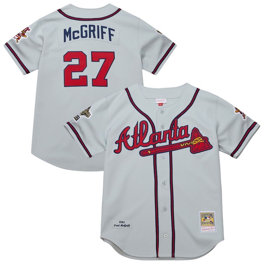 Men's Atlanta Braves Fred McGriff Mitchell & Ness Gray 1995 Throwback Authentic Jersey - Jersey