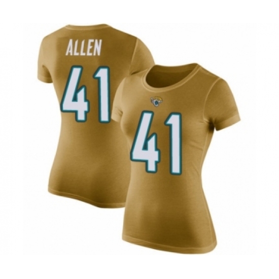 Football Women's Jacksonville Jaguars #41 Josh Allen Gold Rush Pride Name & Number T-Shirt - Jersey