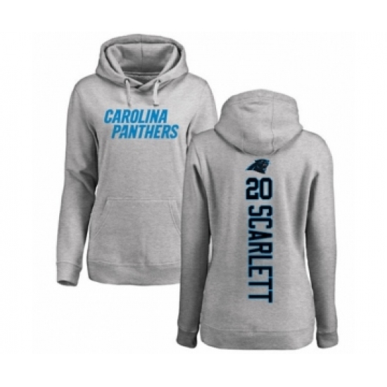 Football Women's Carolina Panthers #20 Jordan Scarlett Ash Backer Pullover Hoodie - Jersey