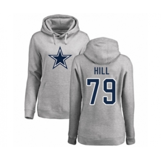 Football Women's Dallas Cowboys #79 Trysten Hill Ash Name & Number Logo Pullover Hoodie - Jersey