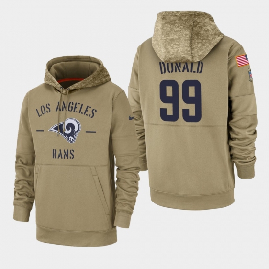 Men's Los Angeles Rams #99 Aaron Donald 2019 Salute to Service Sideline Therma Pullover Hoodie - Tan - Jersey