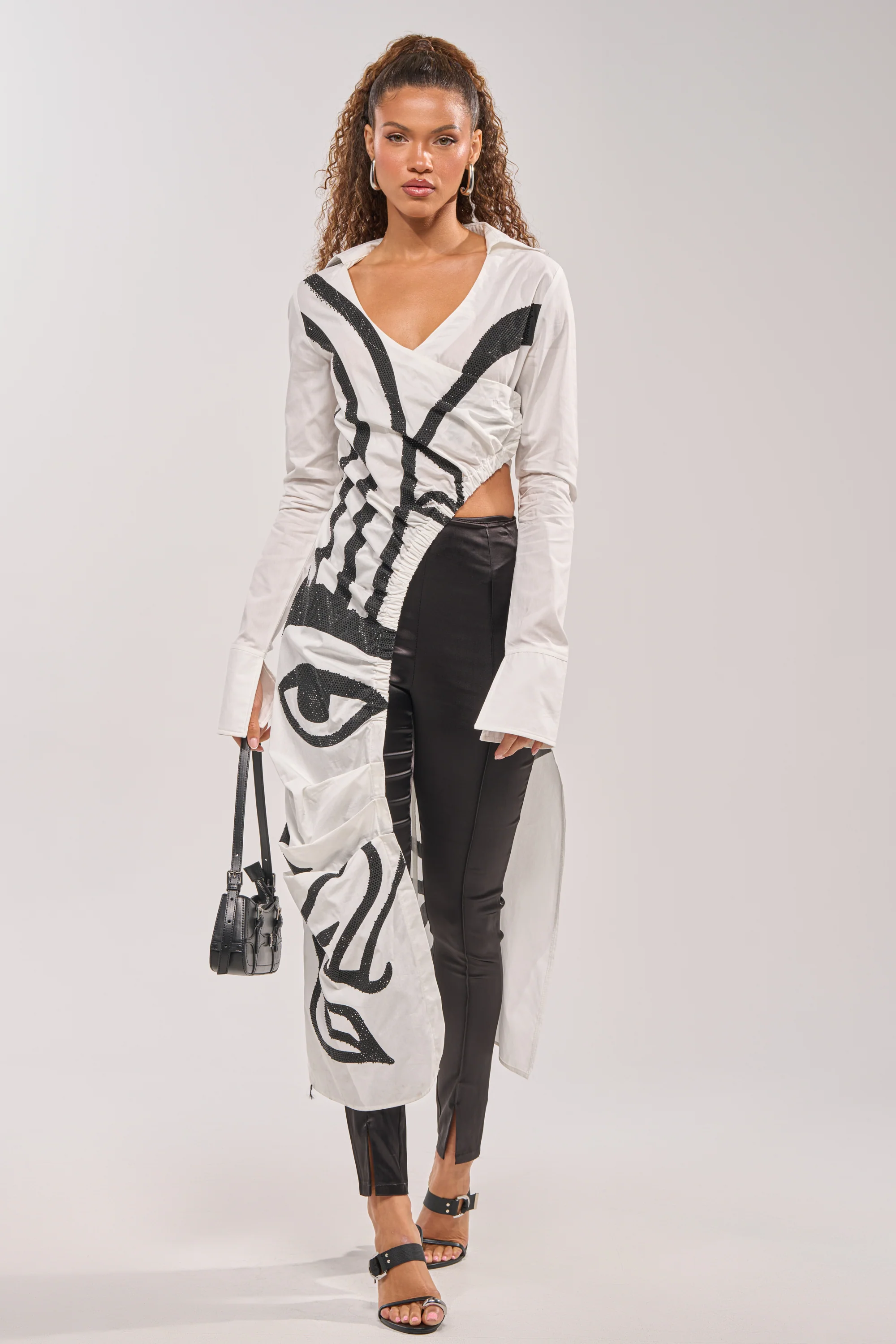 GET MY CLOSE UP EMBELLISHED ASYMMETRICAL BLOUSE - Akira Wear