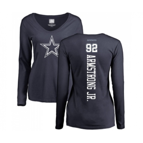 Football Women's Dallas Cowboys #92 Dorance Armstrong Jr. Navy Blue Backer Slim Fit Long Sleeve T-Shirt - Jersey