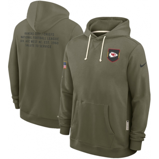 Men's Kansas City Chiefs Olive 2025 Salute to Service Pullover Hoodie - Jersey