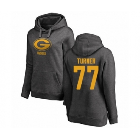 Football Women's Green Bay Packers #77 Billy Turner Ash One Color Pullover Hoodie - Jersey