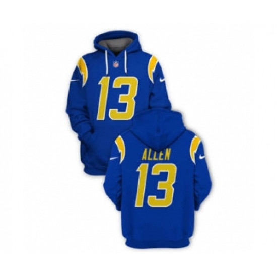Men's Los Angeles Chargers #13 Keenan Allen 2021 Royal Pullover Football Hoodie - Jersey