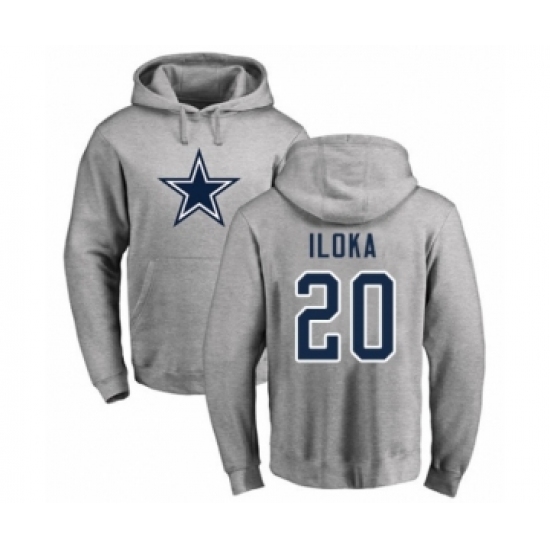 Football Dallas Cowboys #20 George Iloka Ash Name & Number Logo Pullover Hoodie - Jersey