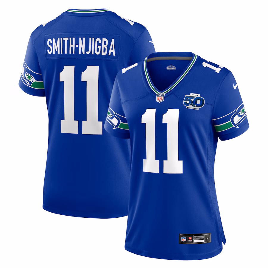 Women's Seattle Seahawks Jaxon Smith-Njigba Nike Royal Alternate 2 50th Season Game Jersey - Jersey