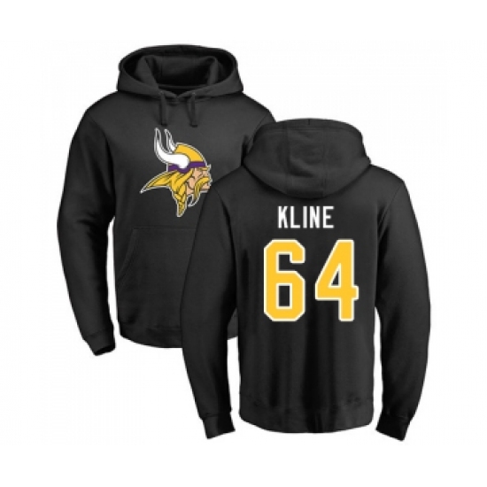 Football Minnesota Vikings #64 Josh Kline Black Name & Number Logo Pullover Hoodie - Jersey
