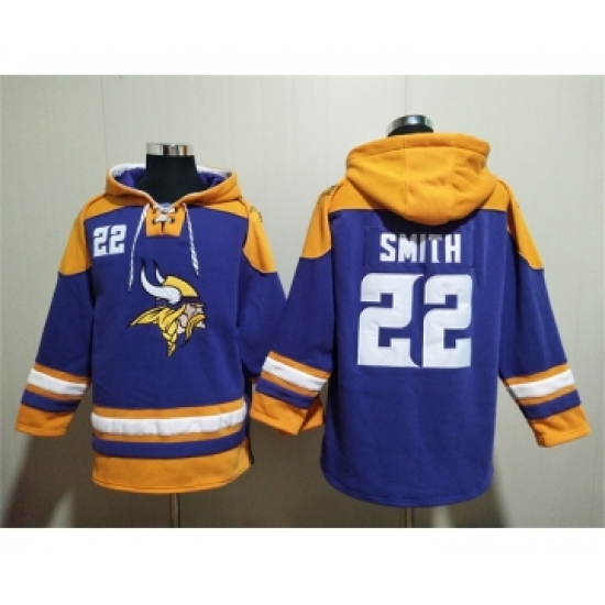 Men's Minnesota Vikings #22 Harrison Smith Purple Yellow Ageless Must-Have Lace-Up Pullover Hoodie - Jersey