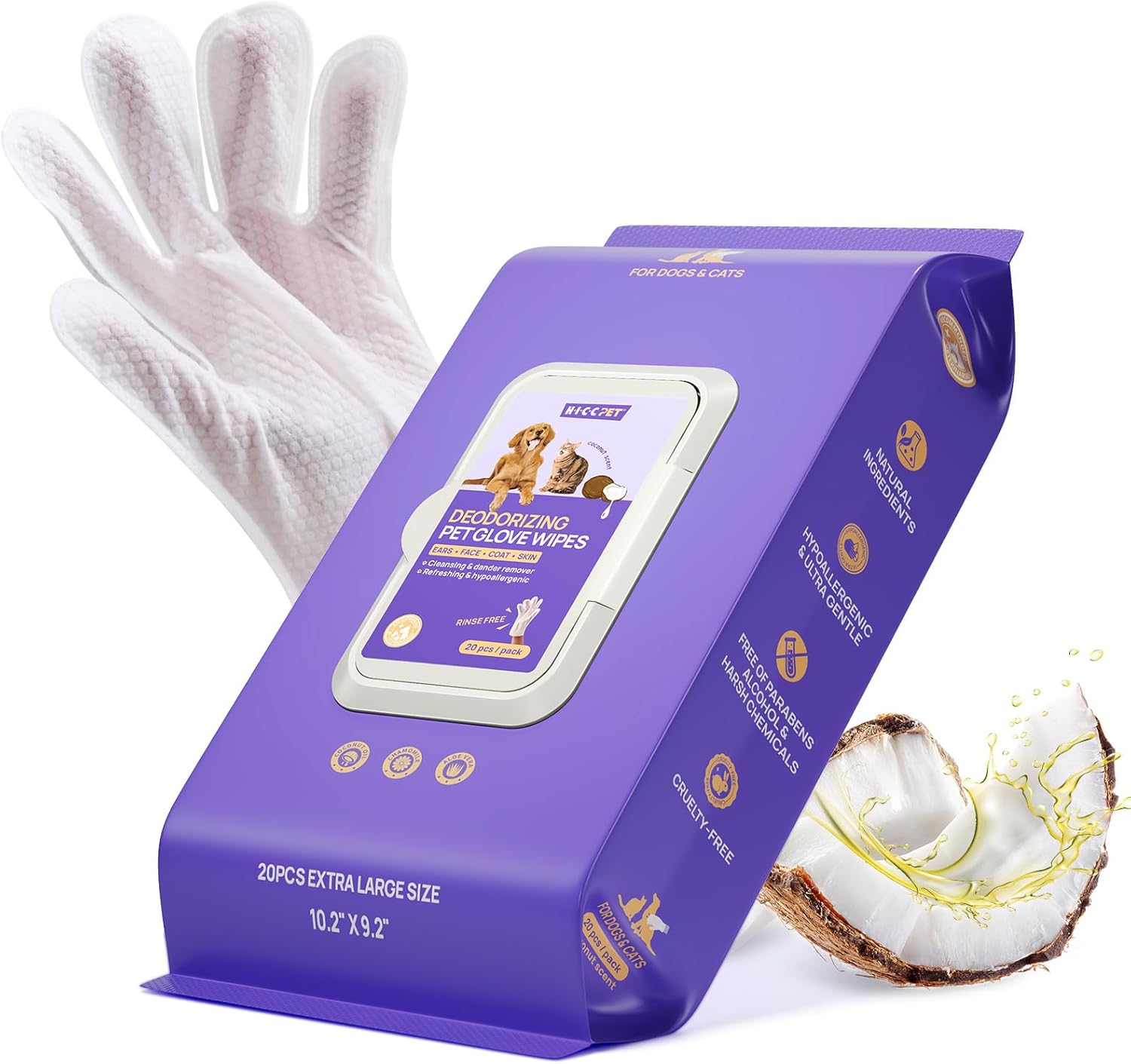 HICC Pet Grooming Glove Wipes