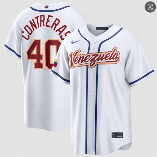 Men's Venezuela Baseball #40 Willson Contreras White 2026 World Baseball Classic Home Stadium Stitched Jersey - Jersey