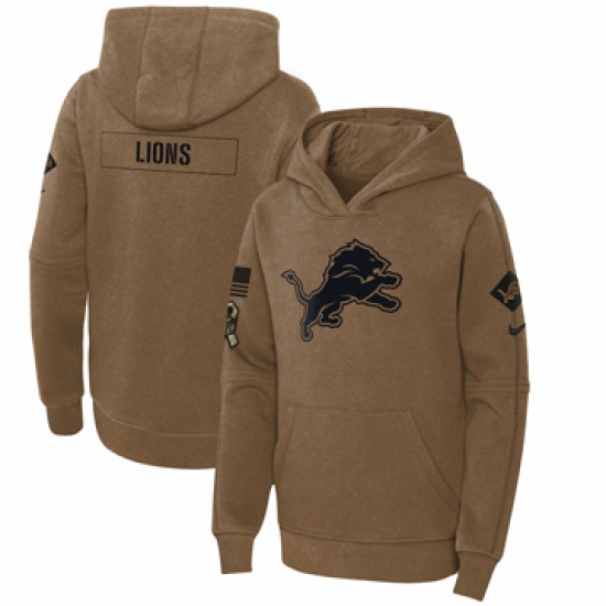 Youth Detroit Lions Nike Brown 2023 Salute to Service Club Fleece Pullover Hoodie - Jersey