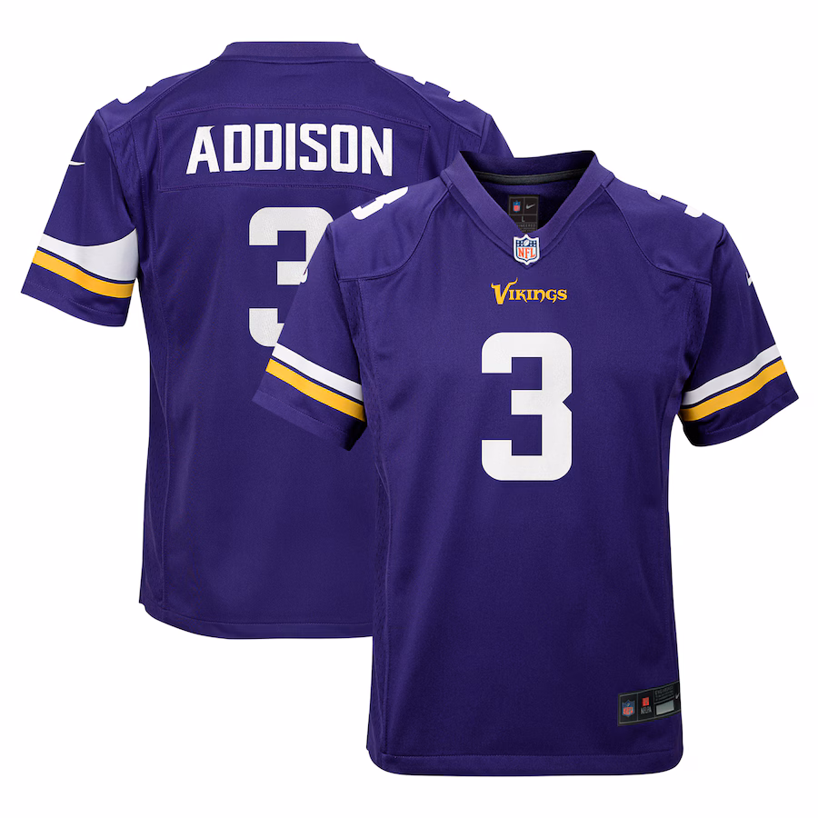 Youth Minnesota Vikings Jordan Addison Nike Purple Game Jersey - Jersey