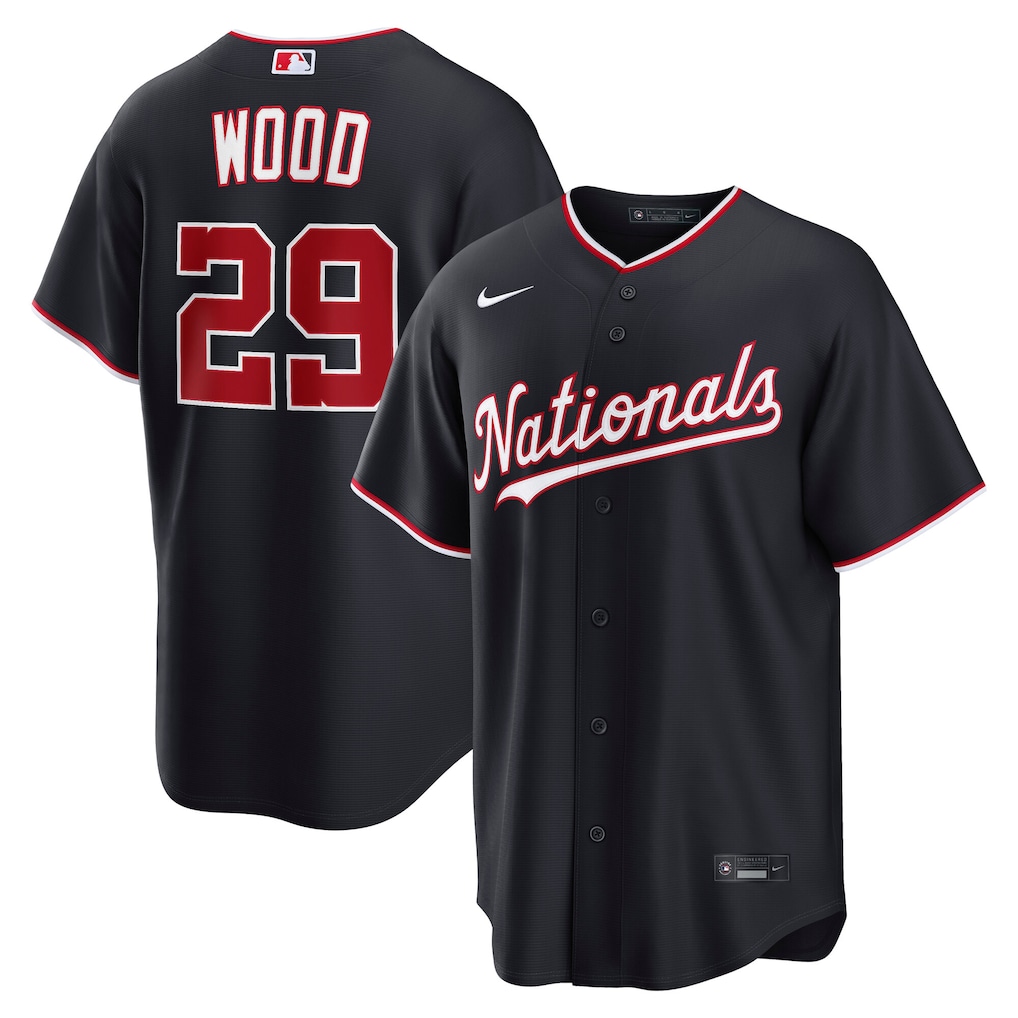 Men's Washington Nationals James Wood Nike Navy Alternate Replica Jersey - Jersey