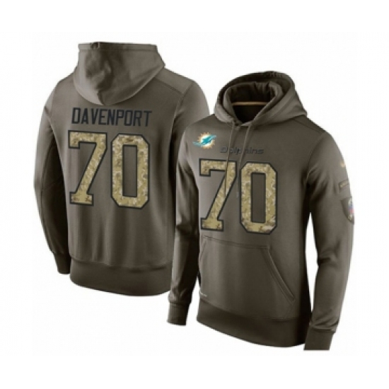 Football Miami Dolphins #70 Julie'n Davenport Green Salute To Service Men's Pullover Hoodie - Jersey