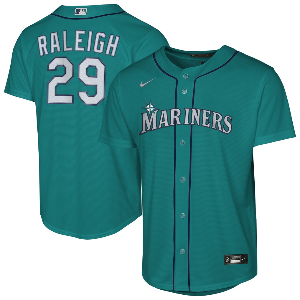 Youth Seattle Mariners Cal Raleigh Nike Teal Alternate Replica Jersey - Jersey