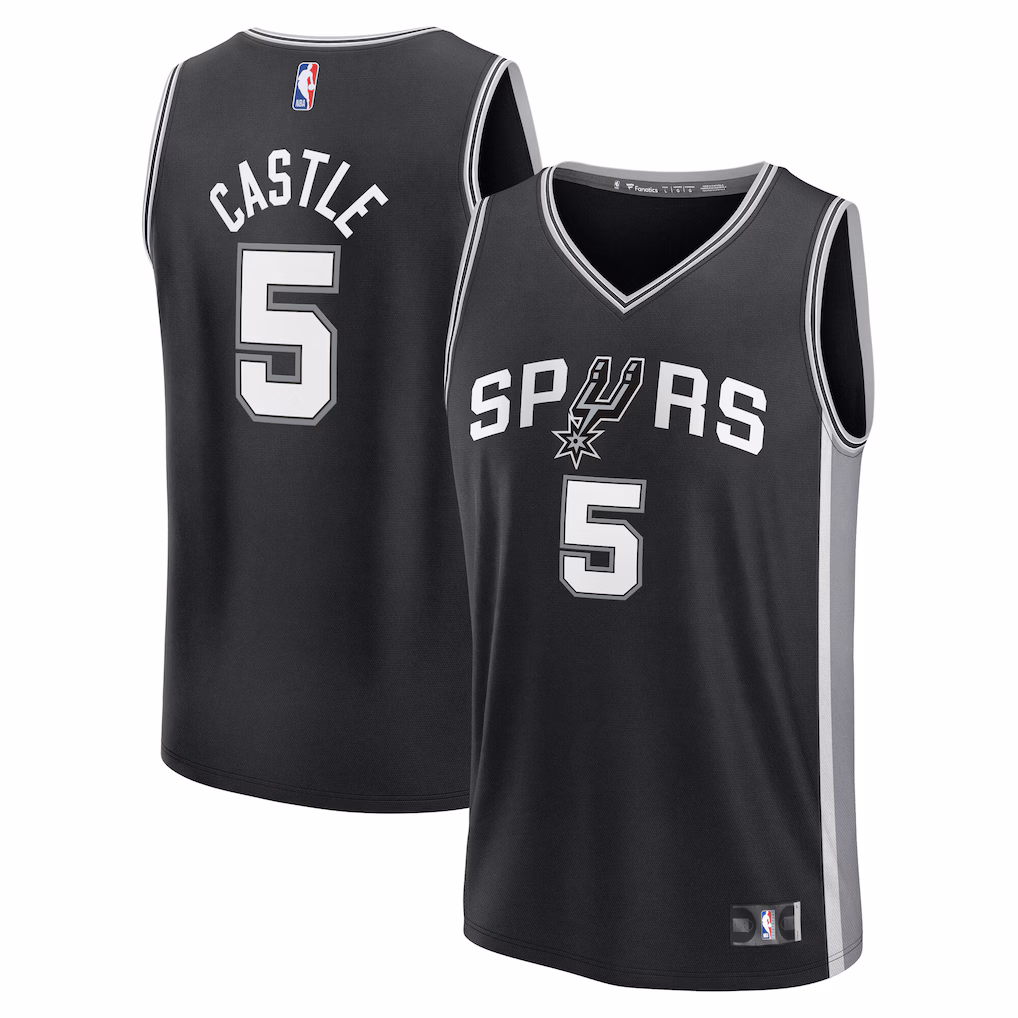 Men's San Antonio Spurs Stephon Castle Fanatics Black Fast Break Replica Jersey - Icon Edition - Jersey