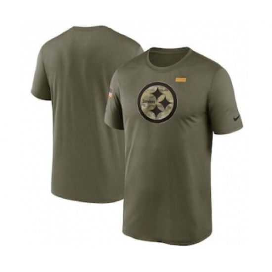 Men's Pittsburgh Steelers Football Olive 2021 Salute To Service Legend Performance T-Shirt - Jersey